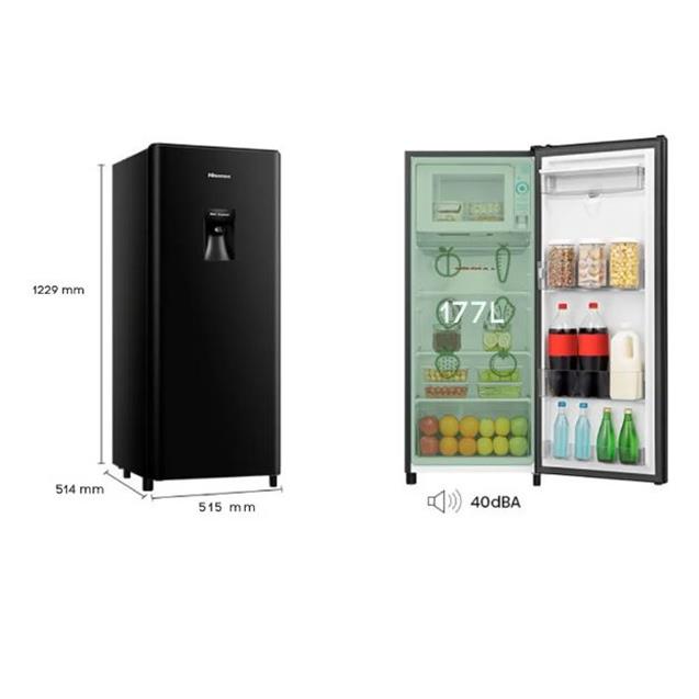 Heladera Hisense C/Dispenser Negra 177 Lts (RL230WB4AU)