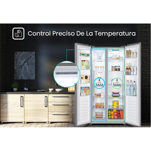 Heladera Hisense Side By Side 468lts Silver (RS3N428NAD)