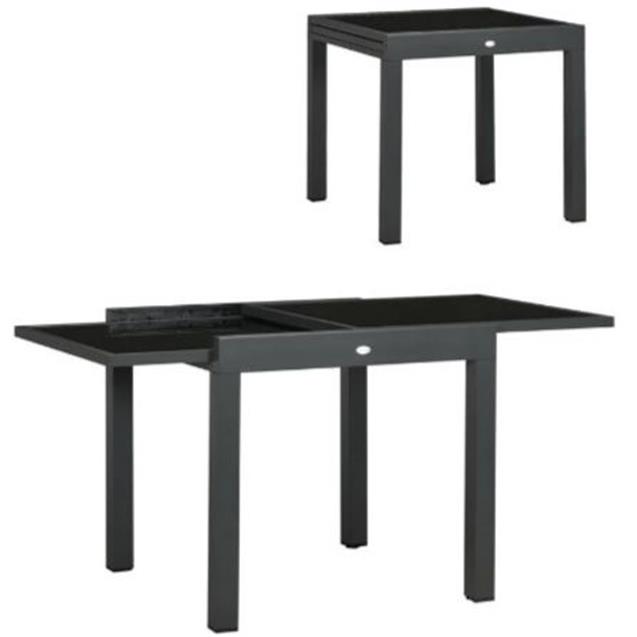 Mesa Ego Aluminio 90x180x73 Top Glass Negro (24000707)