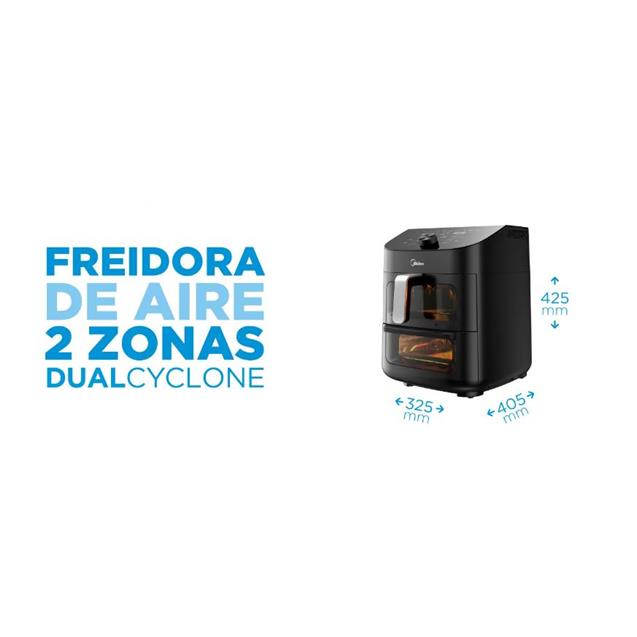 Freidora Midea S/Aceite 11 Lts/ 2 Zonas Digital/ Negro (AFD211BAR1)