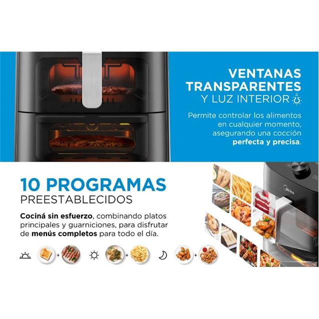 Freidora Midea S/Aceite 11 Lts/ 2 Zonas Digital/ Negro (AFD211BAR1)