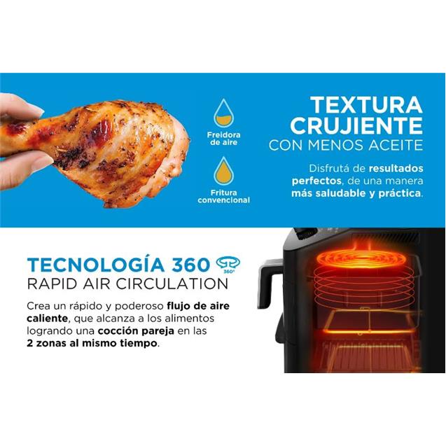 Freidora Midea S/Aceite 11 Lts/ 2 Zonas Digital/ Negro (AFD211BAR1)