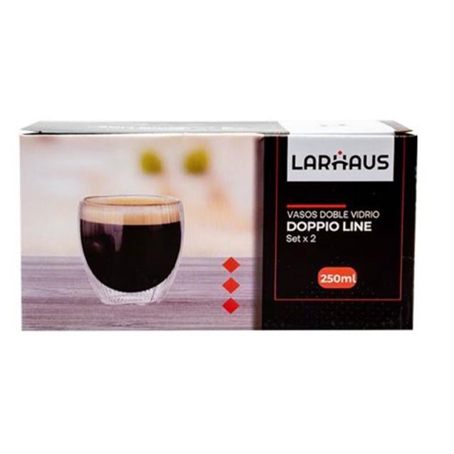 Set Taza Larhaus Doppio Doble Vidrio 250cc X2 (LH1092)