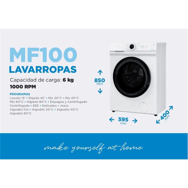Lavarropas Midea 6kg/ 1000 Rpm Blanco (MF100W60)
