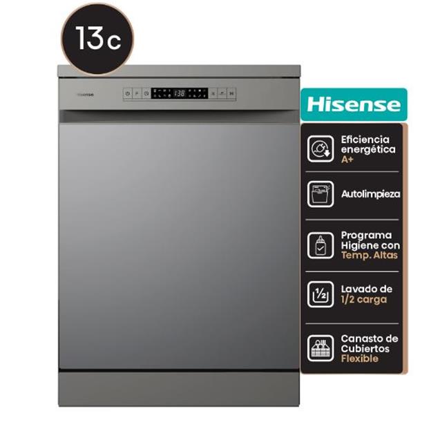Lavavajilla Hisense 13 Cubiertos, Gris (HS622E90S)