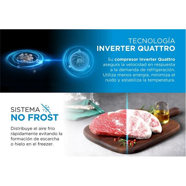 Heladera Midea No Frost Inverter 340 Lts C/Dispenser Gris (MDRT489)