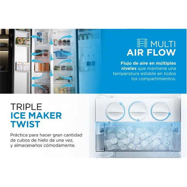Heladera Midea No Frost Inverter 510 Lts Sbs C/Dispenser Gris (MDRS710)