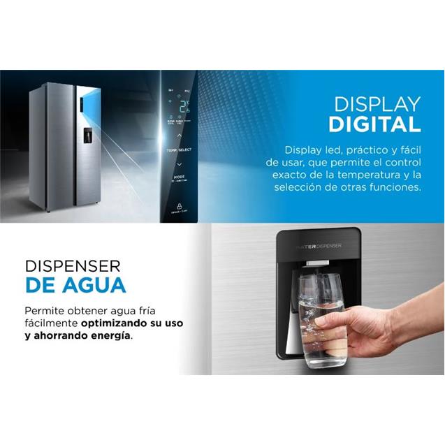 Heladera Midea No Frost Inverter 510 Lts Sbs C/Dispenser Gris (MDRS710)