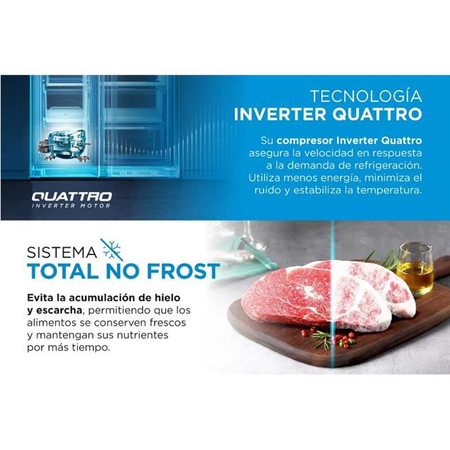 Heladera Midea No Frost Inverter 510 Lts Sbs C/Dispenser Gris (MDRS710)