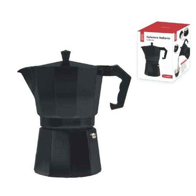 Cafetera Italiana Crystal Rock 9 Pocillos Aluminio Negro (57916716)