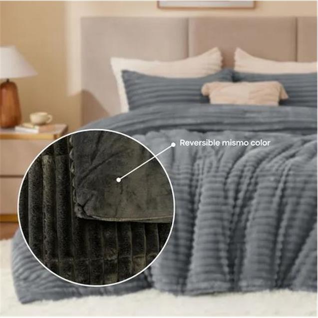 Acolchado Nordico Luxury Rib Gris King 280 x 230