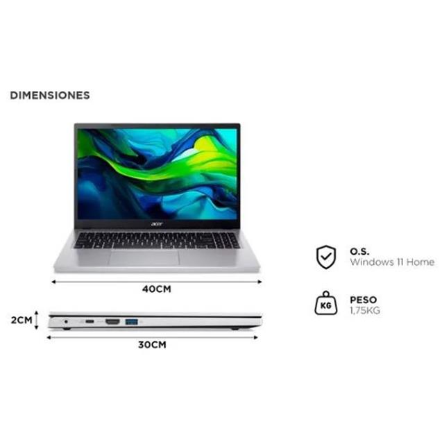 Notebook Acer I3-N305 15.6"/ 8gb 128gb/ W11/ Silver