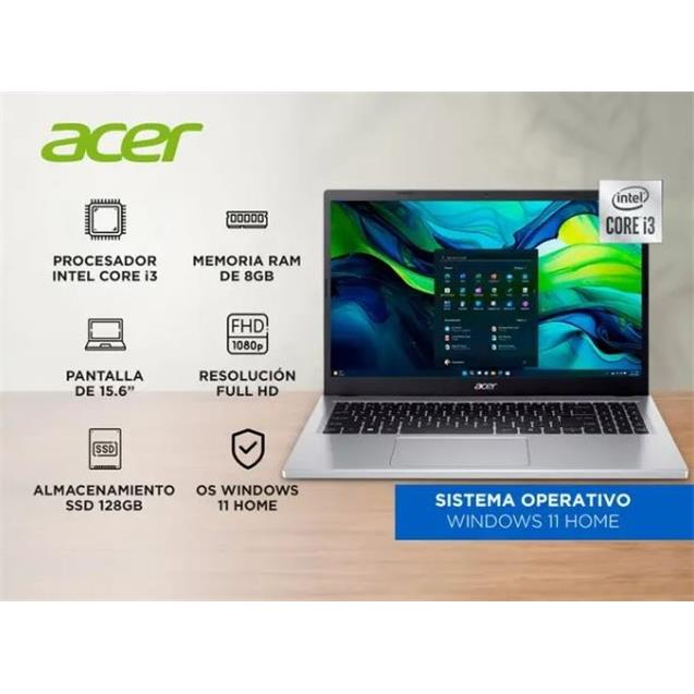 Notebook Acer I3-N305 15.6"/ 8gb 128gb/ W11/ Silver