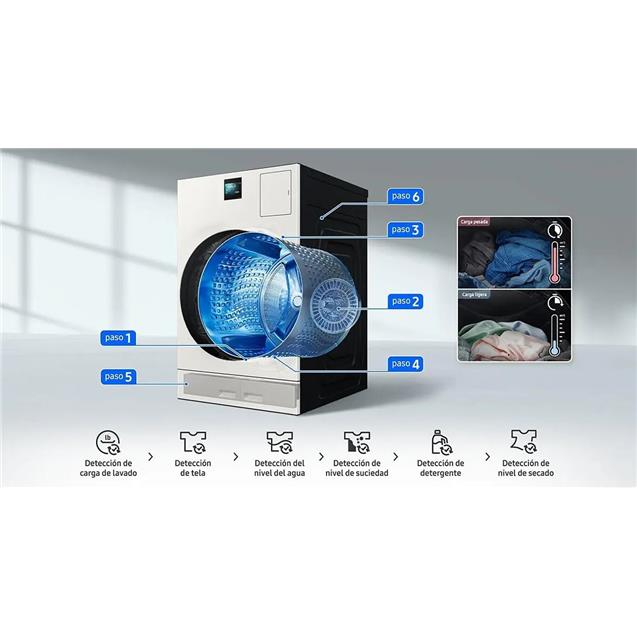 Lavasecarropas Samsung Bespoke IA 22kg Inverter Blanco (WD22FB8690BE)