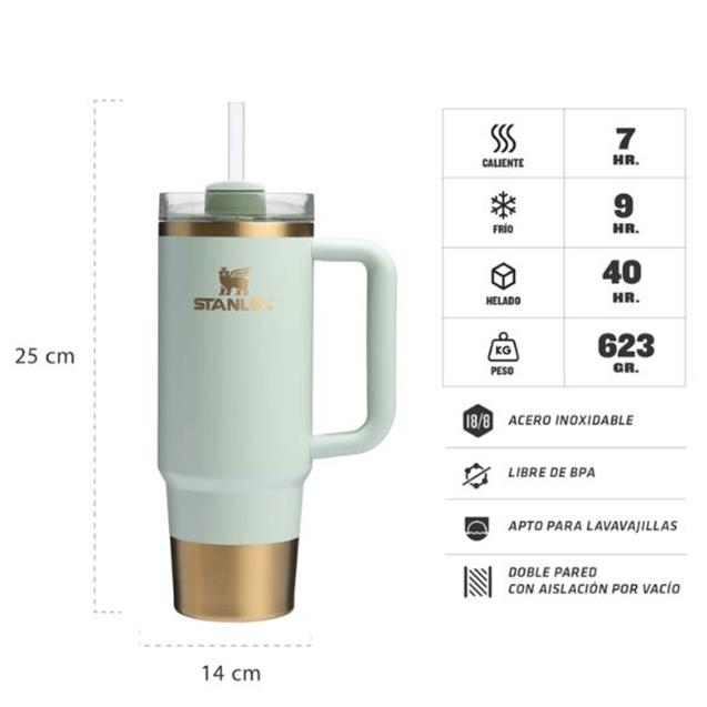 Vaso Stanley Quencher 2.0 887 Ml Gilded Celadon - Verde/Dorado (10829-419)