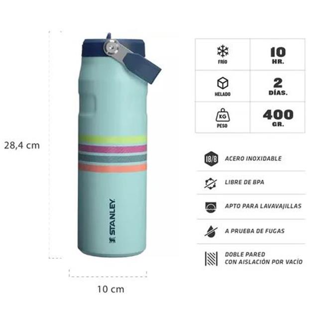 Botella Stanley Aerolight Flipstraw 710ml Seafoam Stripe (11283-182)