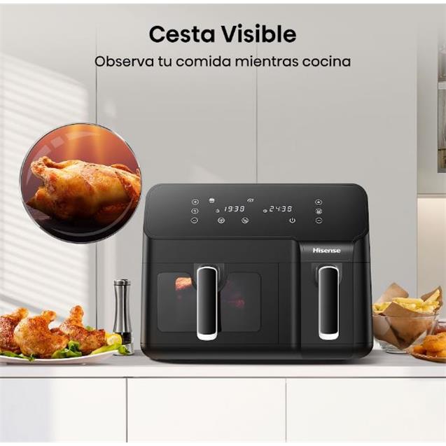Freidora Hisense 8.6 Lts Doble Comp. 1700w S/Aceite (H09AFBK2S5)