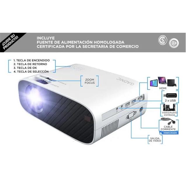 Proyector Gadnic Hd Wifi 5500 Lumenes (PROJ093W)