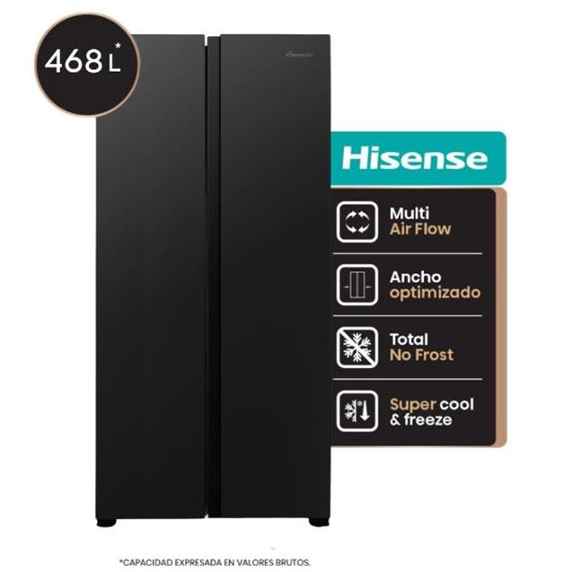 Heladera Hisense Side By Side 468lts Black (RS3N428NAB)