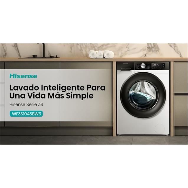 Lavarropas Hisense 10kg 1400 Inverter Blanco (WF3S1043BW)