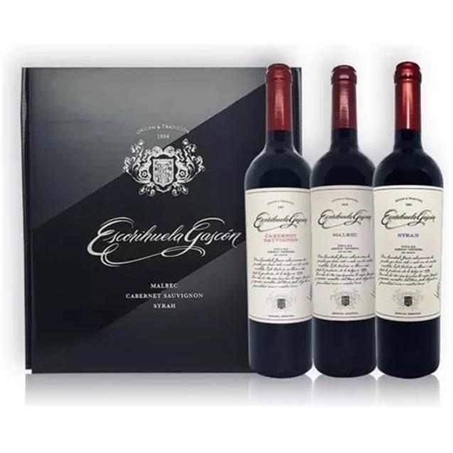 Estuche Vino Escorihuela Gascón X 3 Botellas - Malb- Cab. Sau- Syrah