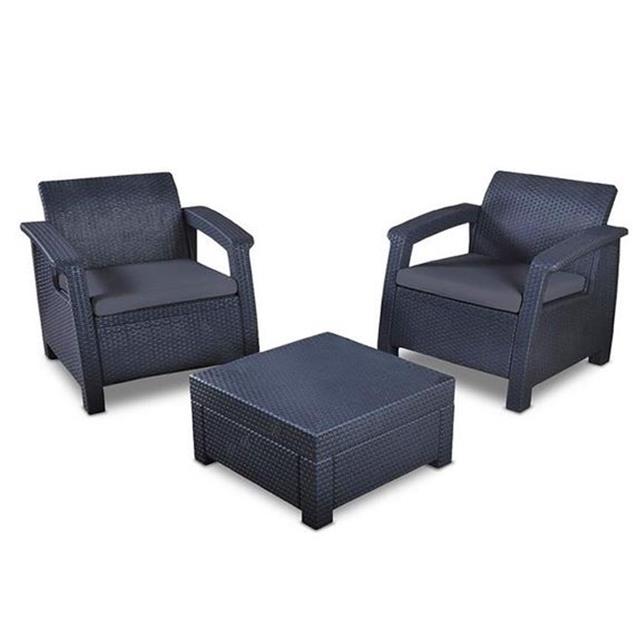 SET SILLONES KETER BALCONY EXTERIOR C/MESA GRAFITO (2+1)
