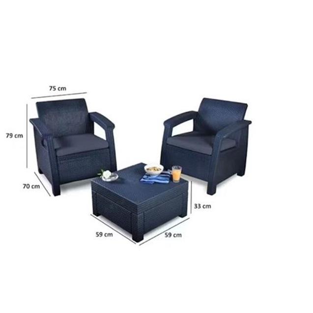 SET SILLONES KETER BALCONY EXTERIOR C/MESA GRAFITO (2+1)
