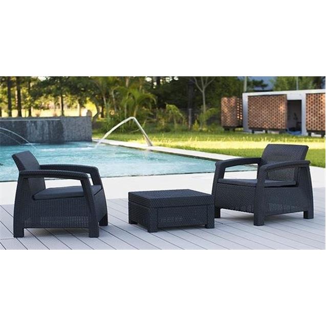 SET SILLONES KETER BALCONY EXTERIOR C/MESA GRAFITO (2+1)