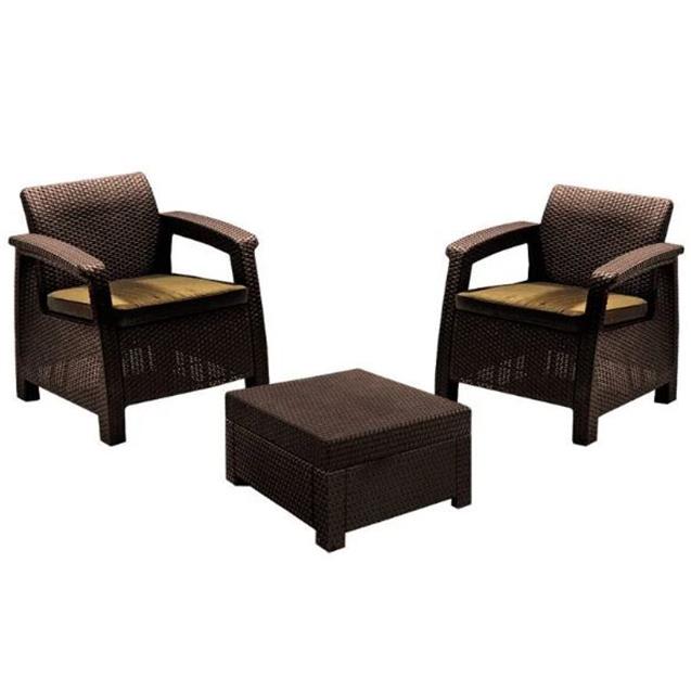 SET SILLONES KETER BALCONY EXTERIOR C/MESA MARRON (2+1)