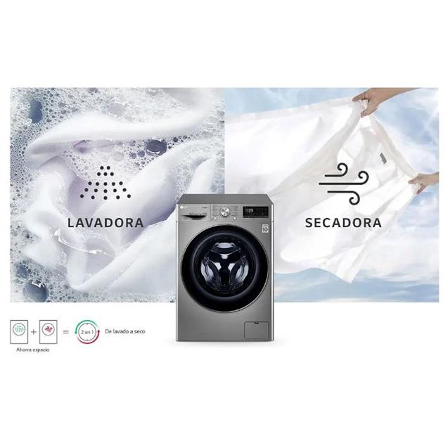 Lavasecarropas LG Steam 9/5kg 1200rpm Silver (WD90VVC4S6)