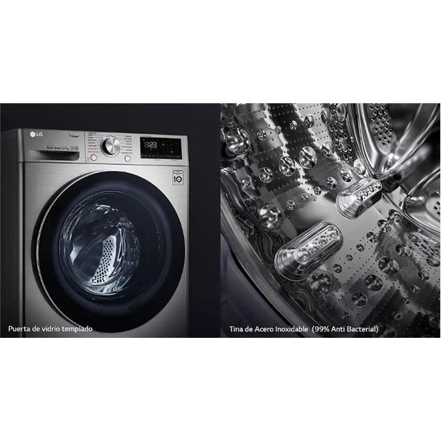 Lavasecarropas LG Steam 9/5kg 1200rpm Silver (WD90VVC4S6)