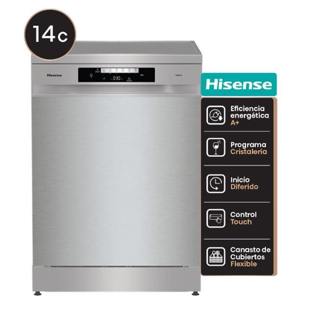 Lavavajillas Hisense 14 Cubiertos Inox (HS642D90X)