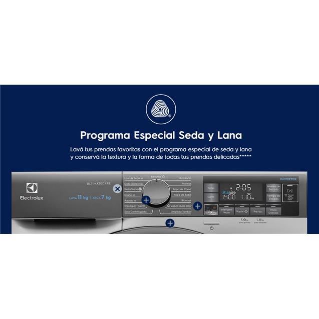 Lavasecarropas Electrolux 11/7 Kg Inverter Silver (EWD11S)