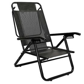 Reposera Descansar 80052 Xl Black 1 1/4" 5 Posic. Alum.  130 Kg, Baja Negro