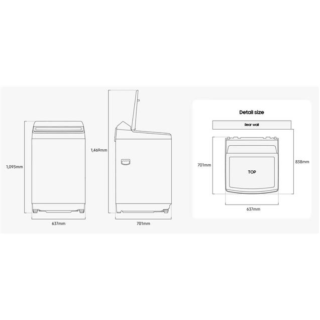 Lavarropas Samsung 11kg Carga Superior Digital Inverter C/ Ecobubble Negro (WA11CG6442)
