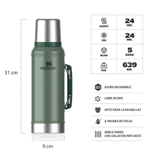 Termo Stanley  Clasico 950 Ml Verde C/Manija (11494-008)