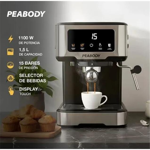 Cafetera Peabody Express Digital / Preset 15 Bar 1.5 Lt Silver (PE-CED5000IX)