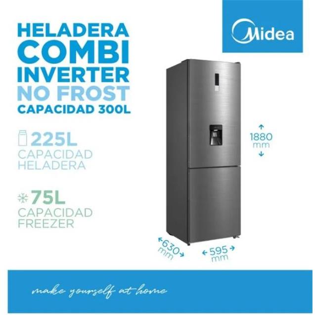 Heladera Midea No Frost Inverter 300lts Silver (MDRB424FGE46AW)