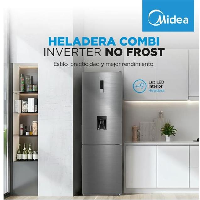 Heladera Midea No Frost Inverter 300lts Silver (MDRB424FGE46AW)