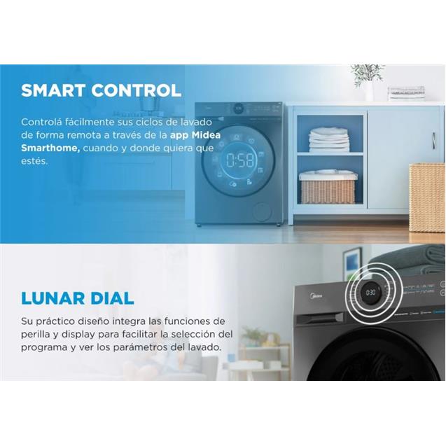 Lavasecarropas Midea 11.5kg Smart Inveter Titanium (MF200W115WB)