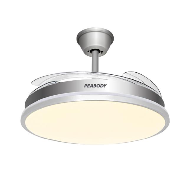 Ventilador De Techo Peabody Luz Led Rebatible. Inox (PE-VTRDC410S)