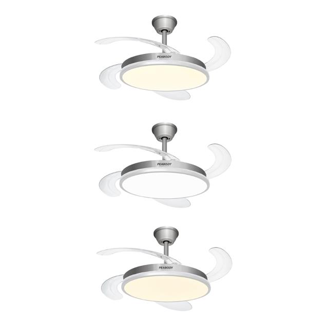 Ventilador De Techo Peabody Luz Led Rebatible. Inox (PE-VTRDC410S)