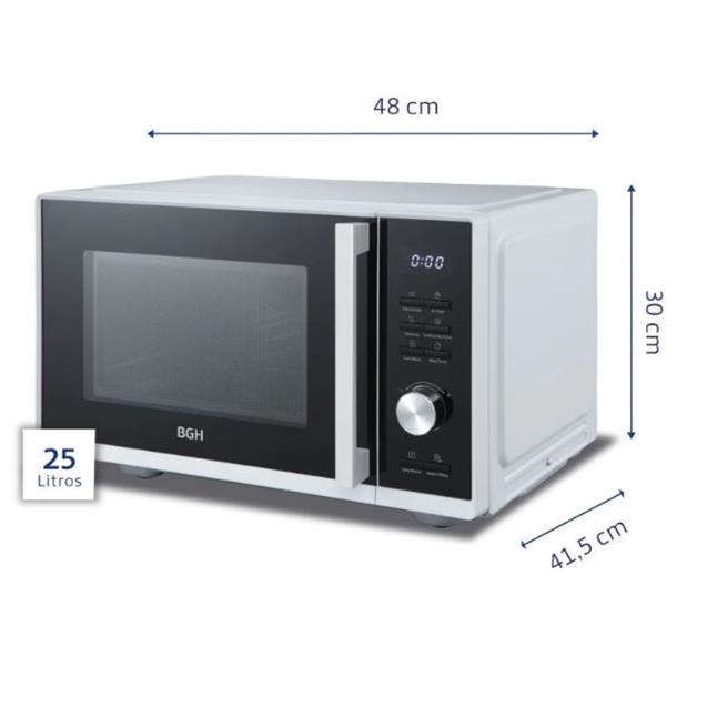 Microondas C/Airfryer Grill Bgh Flat Cook 25 Lts Blanco (B325DFB24)