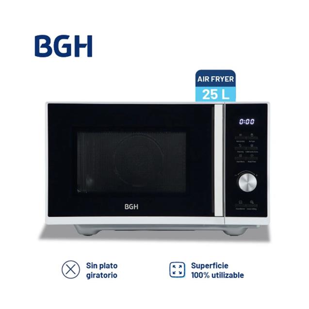 Microondas C/Airfryer Grill Bgh Flat Cook 25 Lts Blanco (B325DFB24)