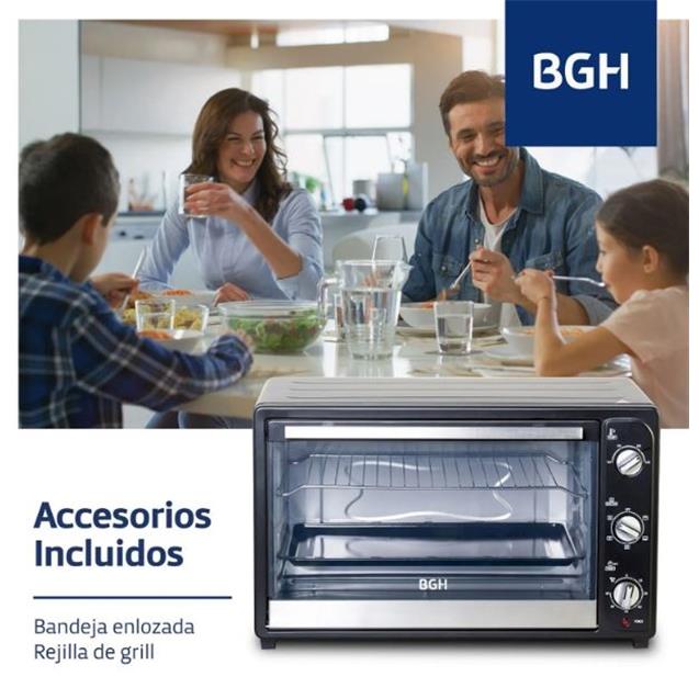 Horno Eléctrico. Bgh 65 Lts Mecánico C/Convec. Negro (BHE65N19N)