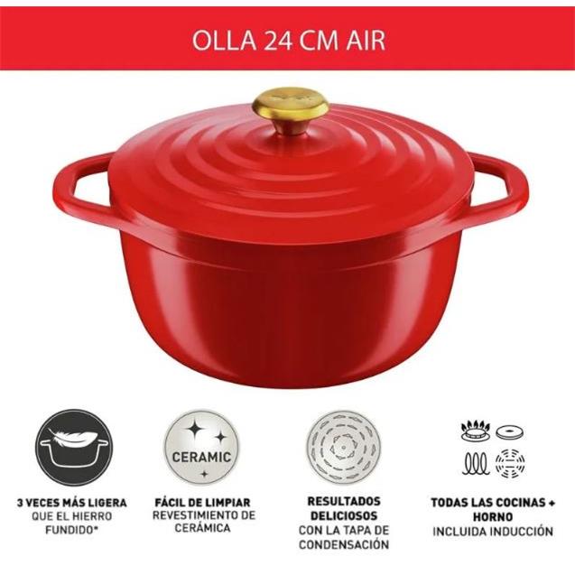Olla T-Fal Tapa Air Red 24cm (E2544655)