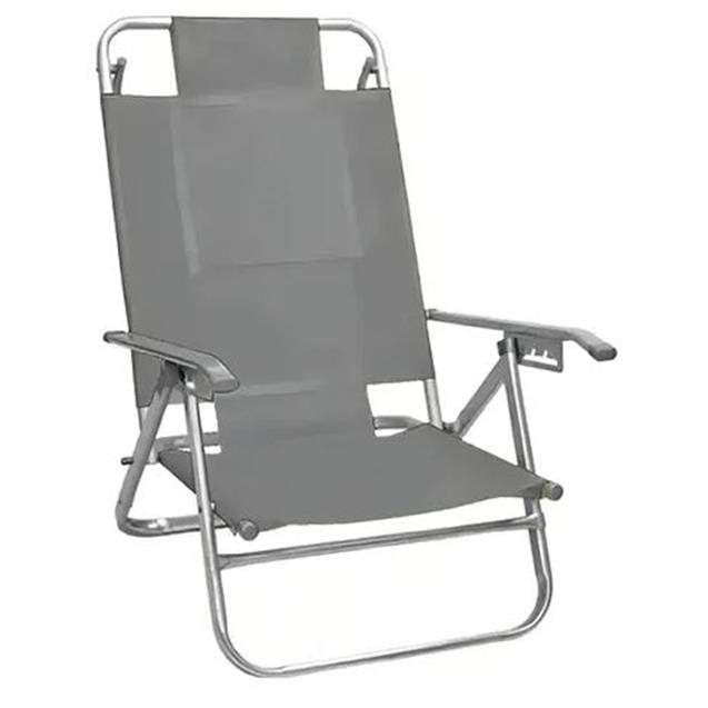 Reposera Descansar 5 Posic. Alum. Oval Gris (80005)