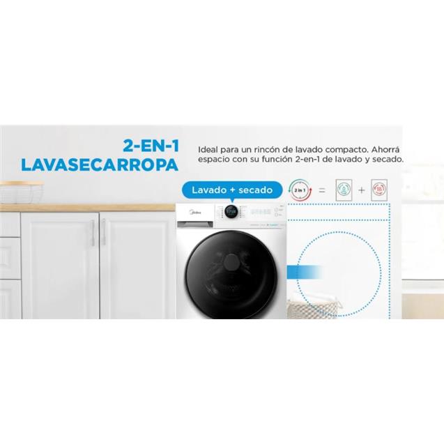 Lavasecarropas Midea 8/6kg Inverter Wi-Fi Blanco (MF200D80WB/W)