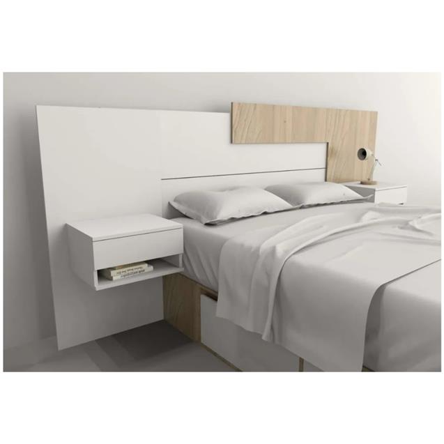 Respaldo Tables Big Minimal C/Mesa De Luz Flotantes Para Box De 1,40m Y 1,60m Olmo / Everest (6446)