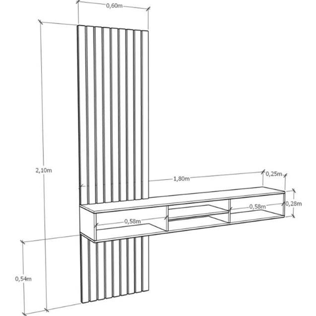 Rack Tv Tables  P/Colgar 180 Cm Olmo/F.Negro (1407)